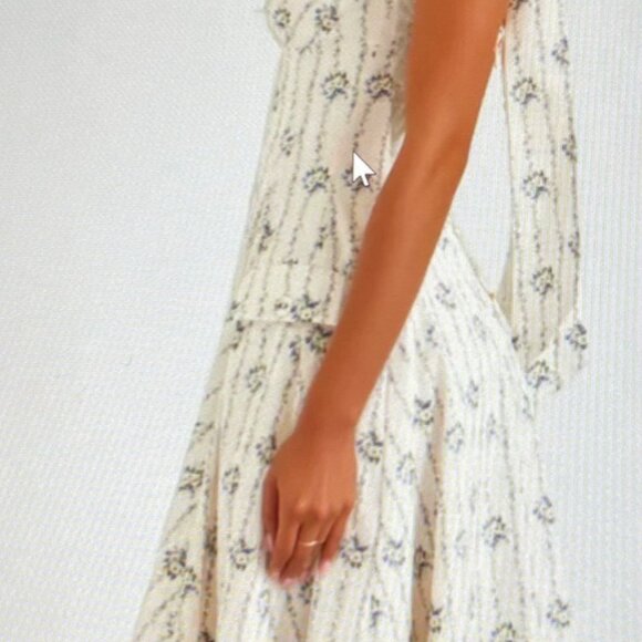 FOR LOVE BELL IVORY / BLUE FLOWERED SUNDRESS SIZE SMALL- TAGS ON - Picture 3 of 16